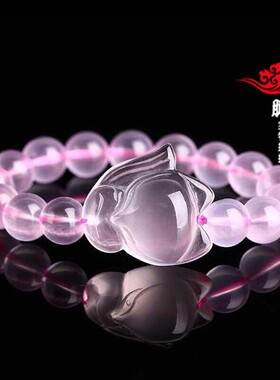 2026年天然粉玛瑙红玛瑙狐狸手链手串礼物