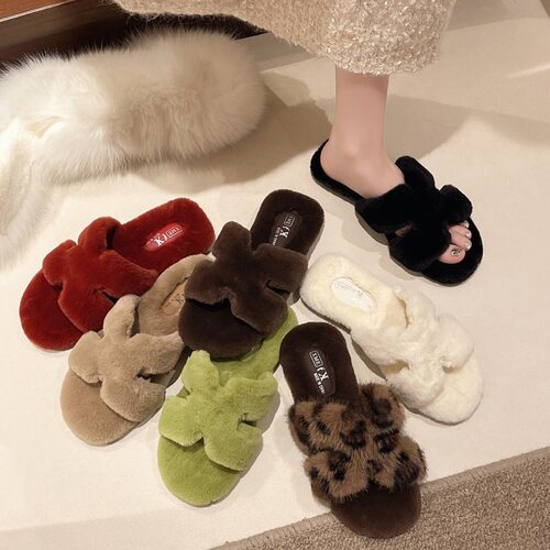 毛毛拖鞋2026秋冬新款女外穿时尚网红ins高级休闲超软平底一字拖