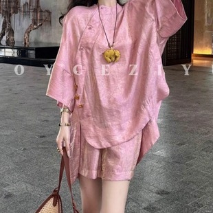MOM主义秋上新高级感宽松显瘦浮光棉上衣 xx3958 短裤 两件套套装