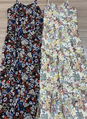 布谷-碎花自带松弛感V领吊带轻盈舒适真丝吊带连衣裙YS362-G322