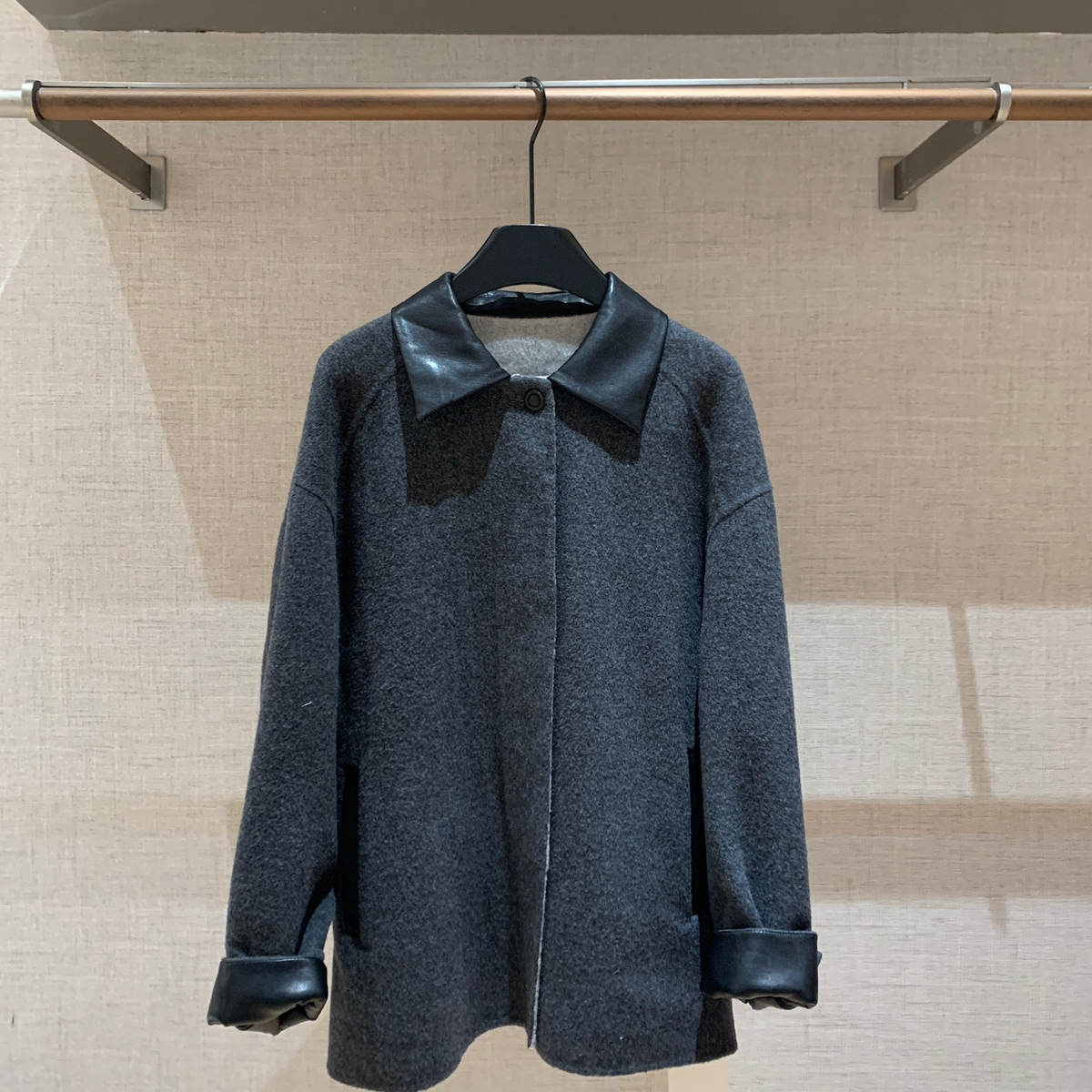 MOM双面羊毛高级感翻领暗门襟羊毛外套（含70羊毛）7802