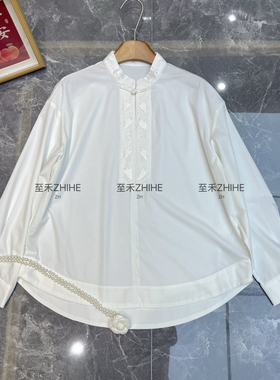 布谷-26年春款极简大牌老钱新中式棉刺绣钉珠衬衫YS2-t607