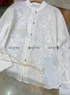 MOM-春上新极简大牌老钱新中式天丝棉重工绣花衬衫YS2-t321