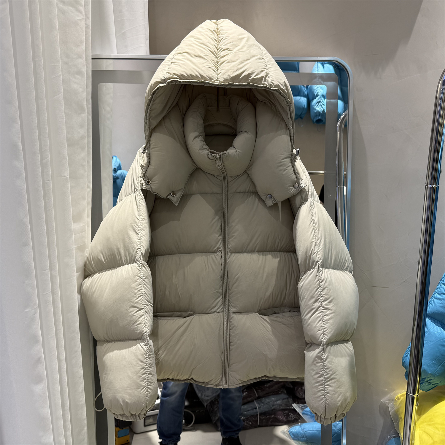 MOM冬上新连帽宽松百搭休闲加厚保暖羽绒服外套09紫