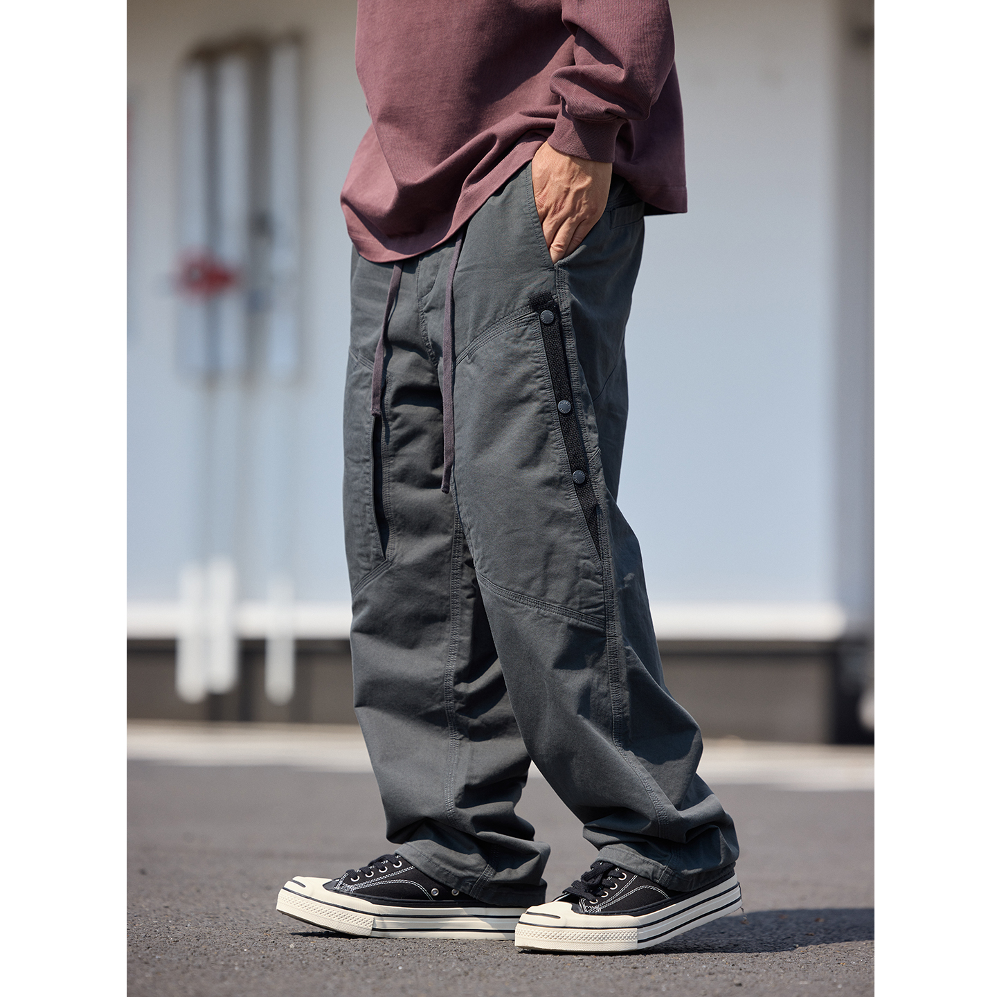 Quentin Marx日系复古男士休闲裤宽松百搭纯色束脚裤潮流工装裤秋