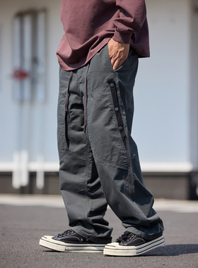 Quentin Marx日系复古男士休闲裤宽松纯色束脚裤潮流工装长裤秋