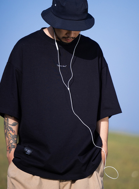 Quentin Marx日系男士320g重磅短袖T恤宽松休闲潮牌素Tee大码夏潮