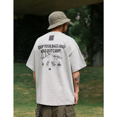 320g重磅短袖 Quentin Marx日系男士 T恤宽松休闲纯棉户外露营潮夏