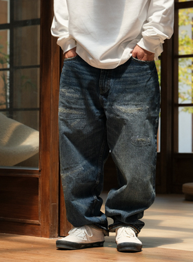 Quentin Marx男士破洞赤耳牛仔裤休闲裤单宁长裤垮裤吊裆裤潮春秋