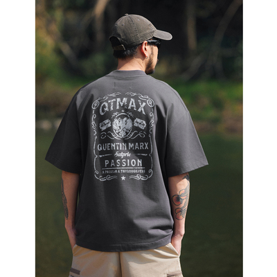 QuentinMarx日系重磅男士短袖T恤纯美式棉复古休闲宽松青年潮牌夏