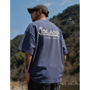 T恤户外圆领休闲宽松情侣潮男tee夏 重磅短袖 Quentin Marx日系男士