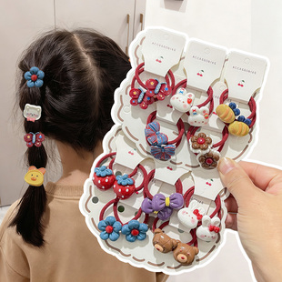 儿童发绳复古红色女童发圈轻奢小女孩扎头皮筋不伤发宝宝头绳发饰