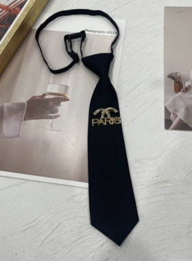 小香风jk制服领带女免打学院风衬衣衬衫蝴蝶结链条水钻字母装饰潮