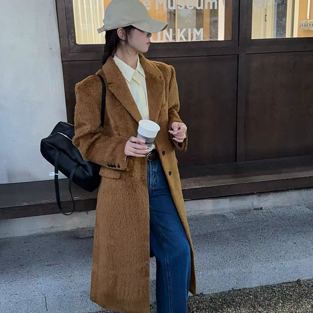 C.wei / 欧弟娜-长款韩国羊驼毛翻领大衣羊毛外套（含43羊驼毛）1