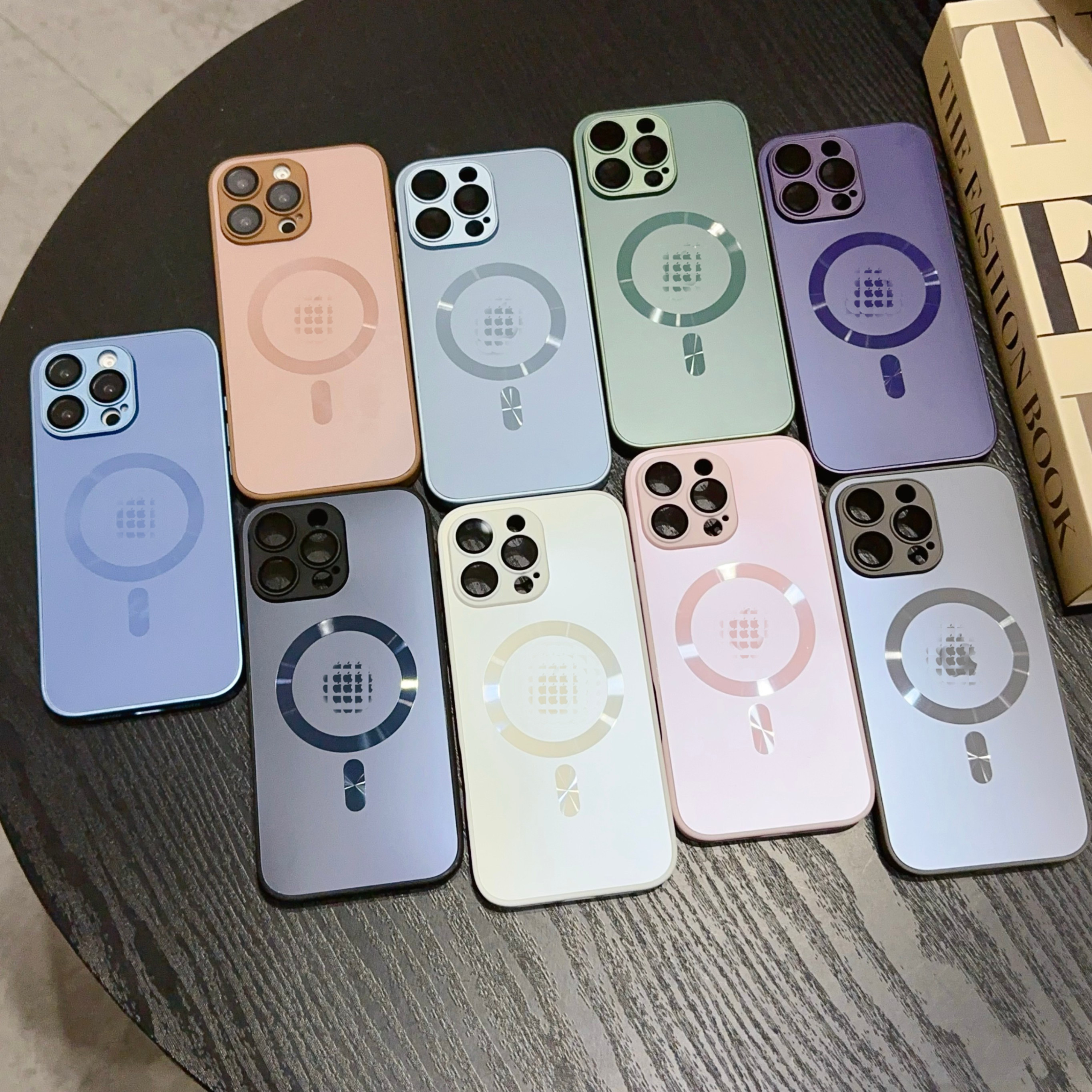 磁吸全包镜头苹果16手机壳 钢化玻璃纯色iPhone15ProMax全包防摔14轻奢保护套