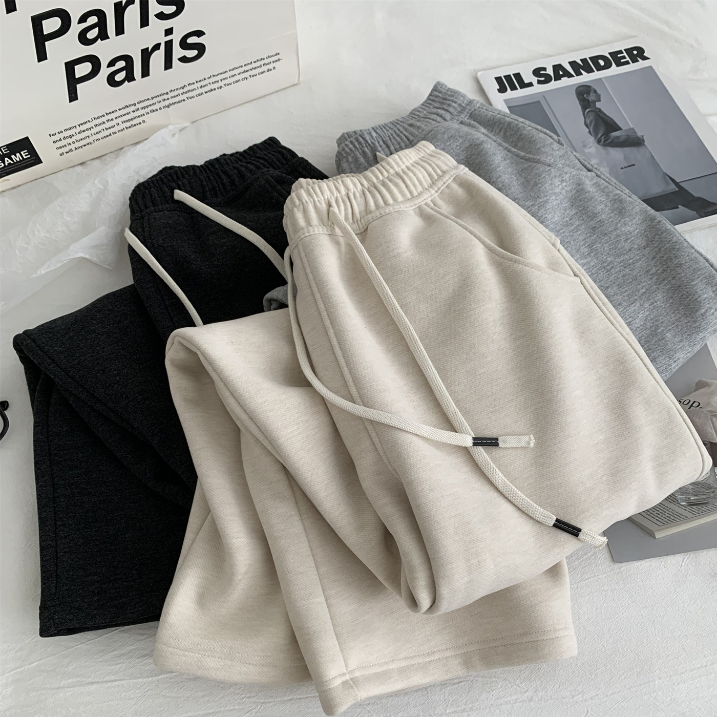 冬季加绒保暖羊毛弯刀裤