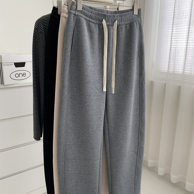 冬季加绒拼接弯刀裤哈伦裤