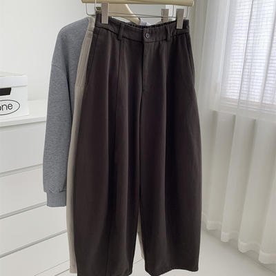 日系复古纯棉拉绒阔腿气球裤