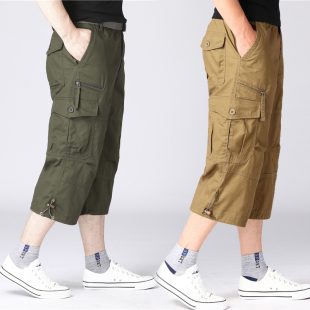 男外贸多口袋工装 宽松短裤 裤 大码 男潮 男八分裤 出口日本欧美七分裤