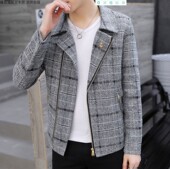男士 帅气潮流小西装 夹克韩版 春秋季 修身 毛呢外套男装 青年短款 风衣