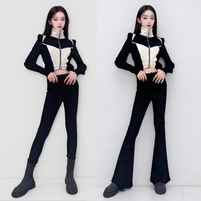 儿童模特形体走秀潮服女童酷潮服高端车模T台服装长袖套装演出服