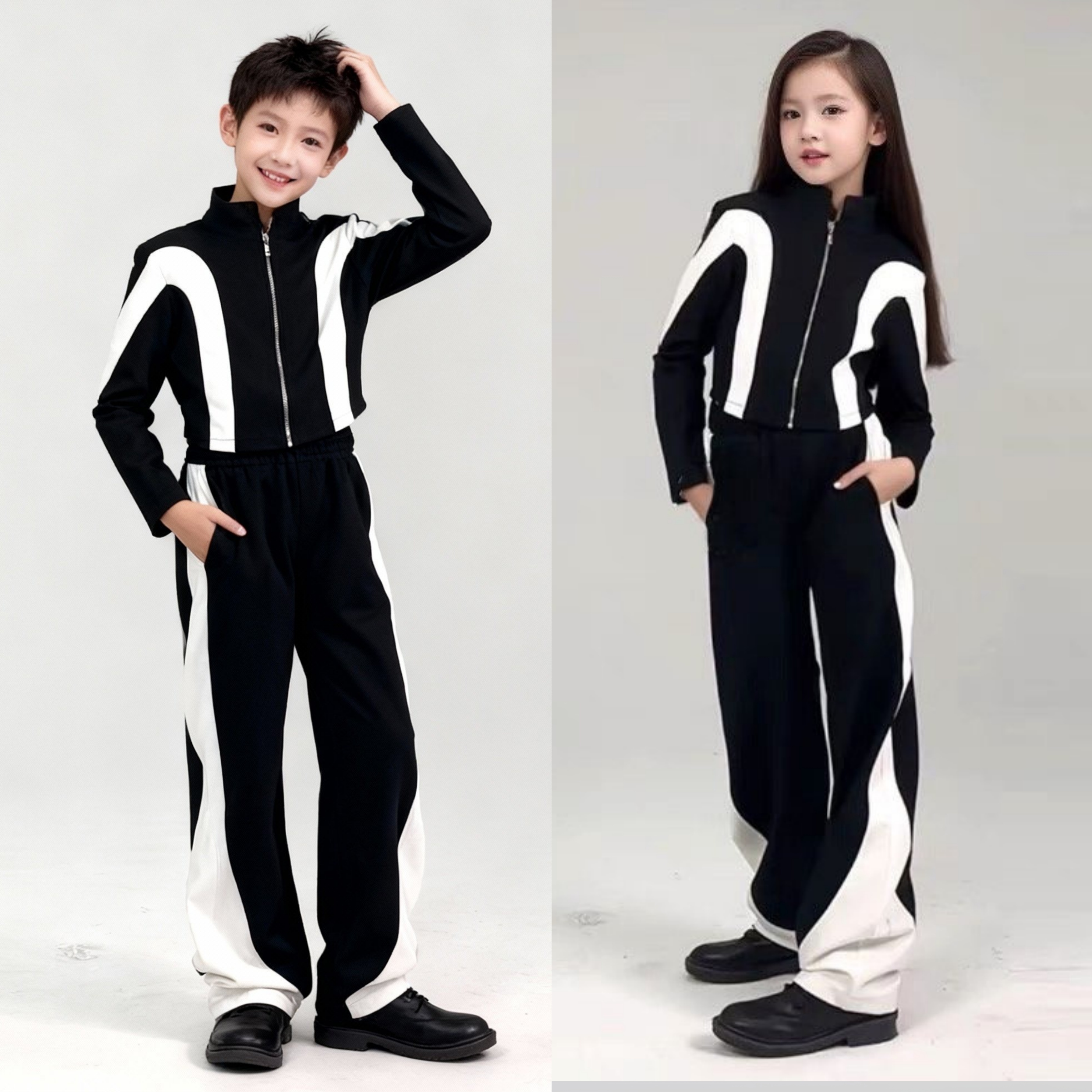 男童儿童模特训练服女童少儿形体礼仪童模练功服T台走秀潮服秋冬