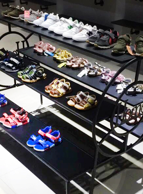 服装店展示架中岛陈列架女装货架铁艺流水台高低展示桌包包架鞋架