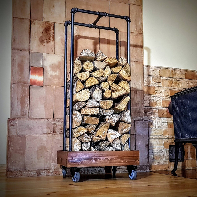 美式落地铁艺黑色柴火壁炉架