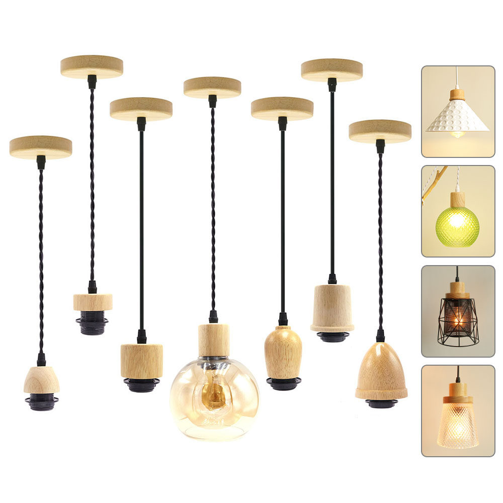 复古美式实木单头吊灯个性创意吧台酒吧餐厅咖啡厅DIY灯具E27灯头