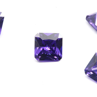 3x3--10x10mm 5A正方形倒角锆石 紫蓝色裸石镶嵌DIY 梧州人工宝石