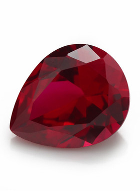 8#红刚玉 3x5--10x12mm 梨形鸽血红 合成红宝石裸石 首饰镶嵌DIY
