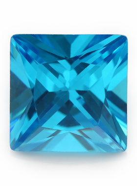 2x2mm--10x10mm 5A 正方形直角锆石 海蓝色裸石DIY 梧州人造宝石