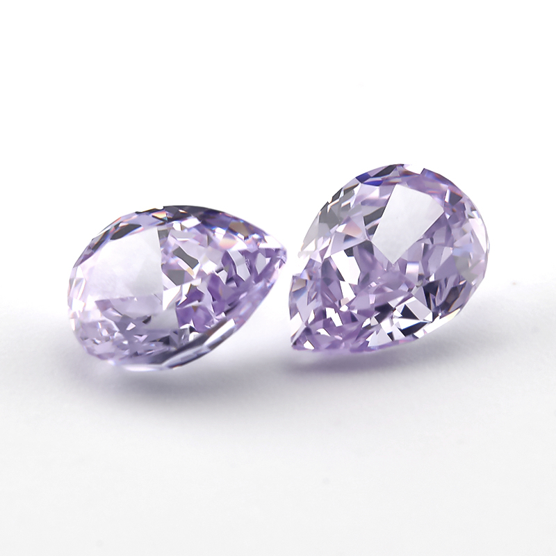 9A冰花切淡紫色 梨形高端人造宝石合成彩宝diy首饰戒指吊坠镶嵌