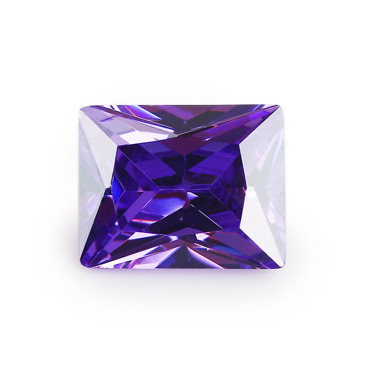 2*3~13*18mm 5a高级梧州人工宝石 长方形直角紫蓝色透明锆石裸石