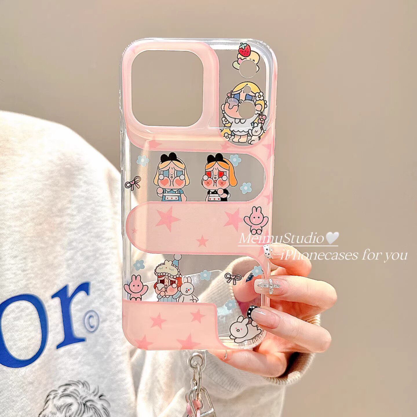 韩系ins风粉色适用苹果17promax手机壳16pro可爱少女心iPhone15/14pro高级感新款17pm带挂绳16全包防摔保护套