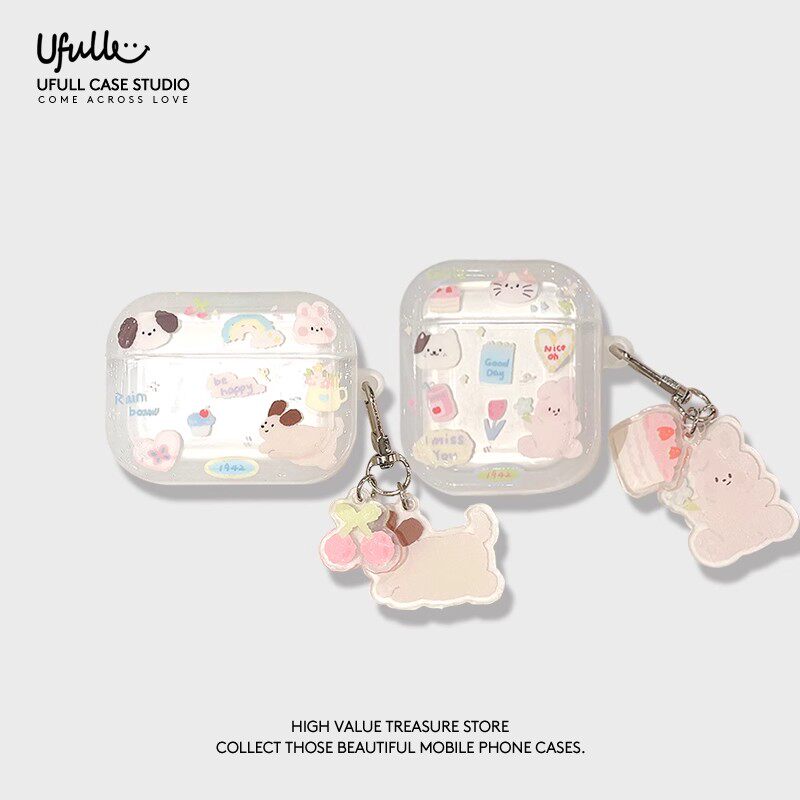 半透明樱桃小动物适用苹果airpodspro3/2代耳机壳新款airpods4/3代带挂件airpods2韩风少女心硅胶全包保护套