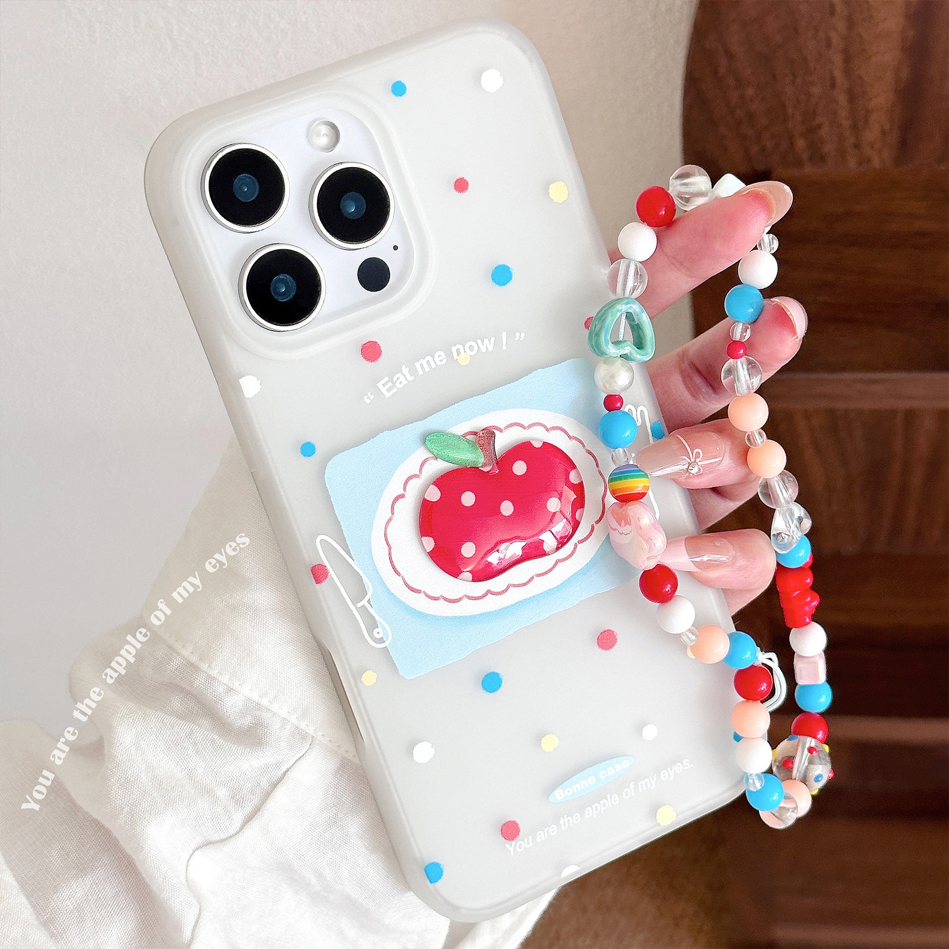 彩色磨砂透明小波点适用苹果17promax手机壳16pro带挂绳高级感iPhone15/14/13pro新款创意17pm女款防摔保护套