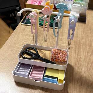 拼豆工具收纳架双层手工diy豆铲豆针豆笔多功能桌面整理置物架