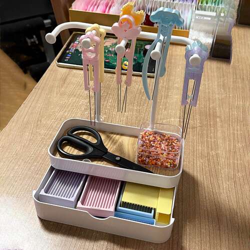 拼豆工具收纳架双层手工diy豆铲豆针豆笔多功能桌面整理置物架