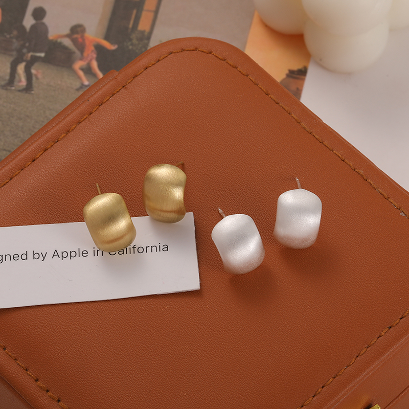 拉丝哑光弧形耳钉女网红耳环