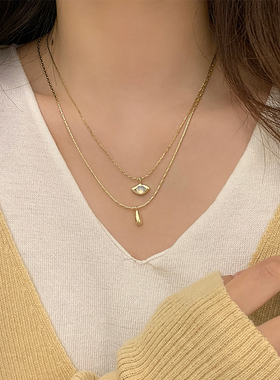 恶魔之眼水滴吊坠双层项链