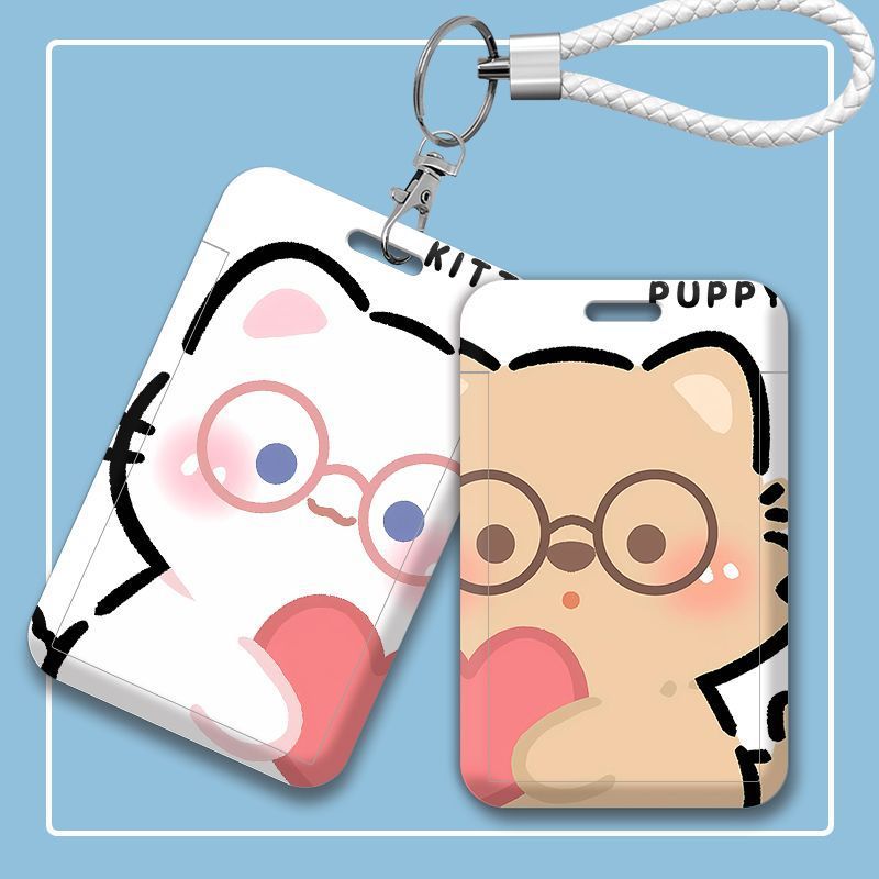 爱心猫咪小狗情侣卡套银行卡套滑盖设计饭卡公交卡可爱校牌