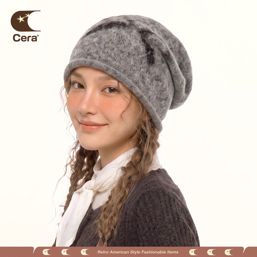 Cera软糯蝴蝶结针织堆堆帽子女秋冬松弛感百搭显脸小护耳毛线冷帽