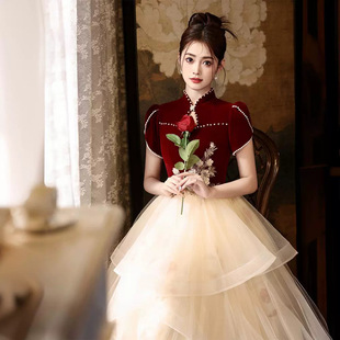 敬酒服新娘2025新款结婚冬天红色新中式订婚晚礼服裙高级感女冬季