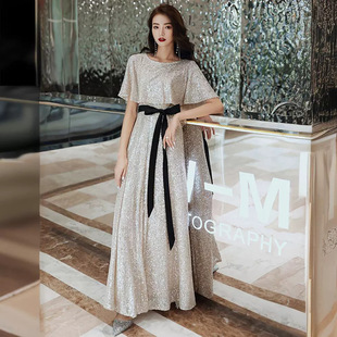 大码晚礼服连衣裙气质高端主持人200斤胖mm遮肚加大显瘦宴会礼服