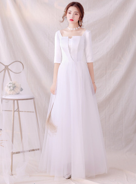 缎面轻婚纱2026新款新娘结婚白色简约中长款森系婚礼服女夏季