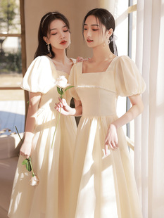 香槟色伴娘服2023新款 小个子姐妹团礼服裙女平时可穿伴娘礼服 春季