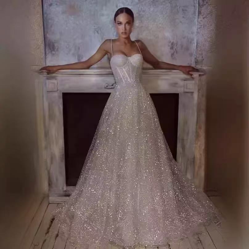 爆闪晚礼服女2025新款高端轻奢小众新娘敬酒服重工吊带长裙高级感