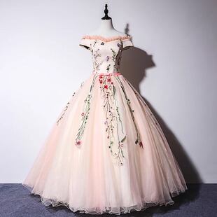 演出婚纱礼服女2026新款新娘彩色花朵大码齐地夏季大合唱长裙跨境