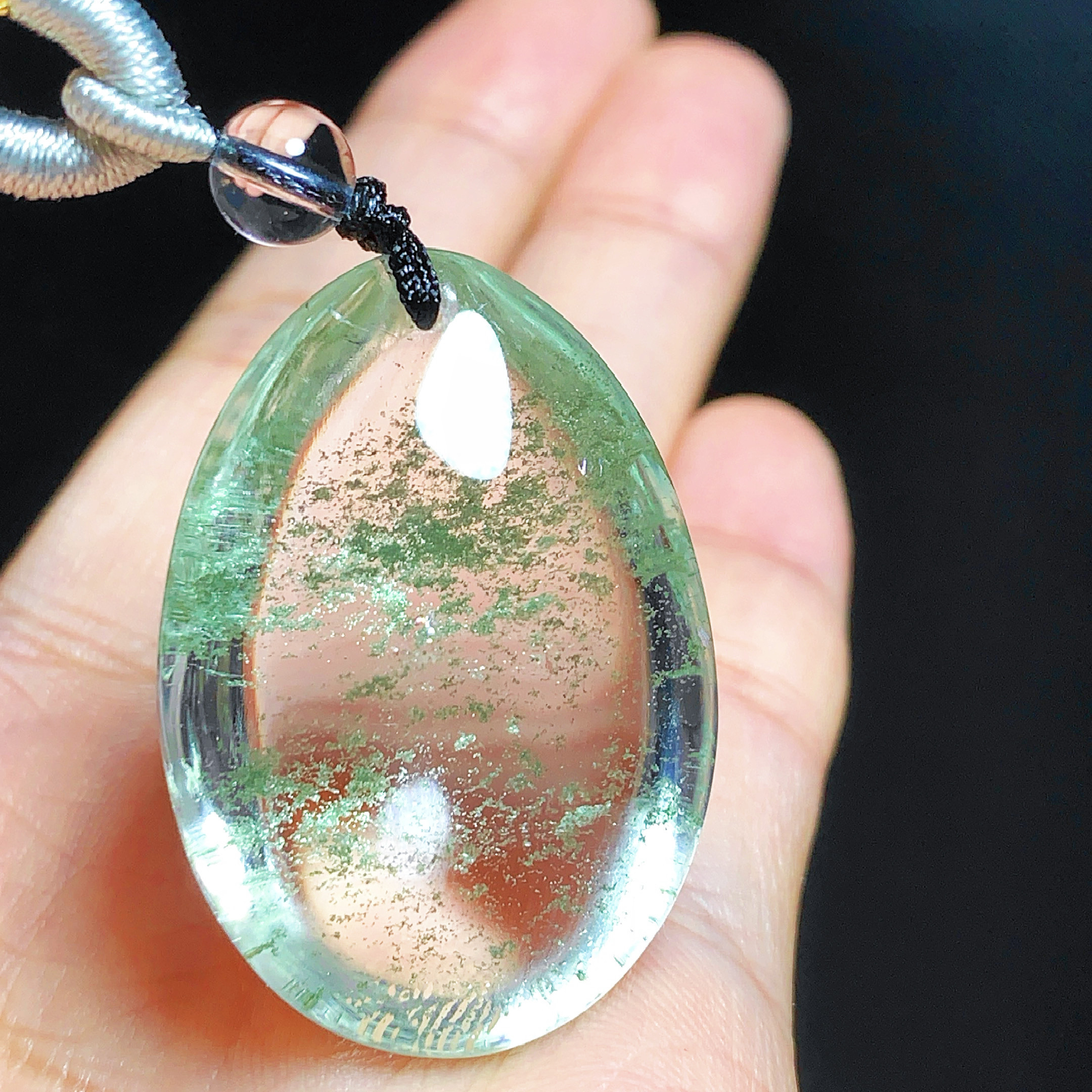 东海水晶天然绿幽灵吊坠男女款项链简约时尚百搭吊坠节日礼物挂坠